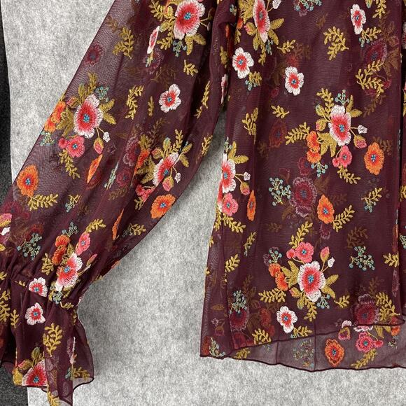 Anthropologie Feather Bone Giralda Top Womens Medium Floral Embroidered Fairy - Picture 6 of 16